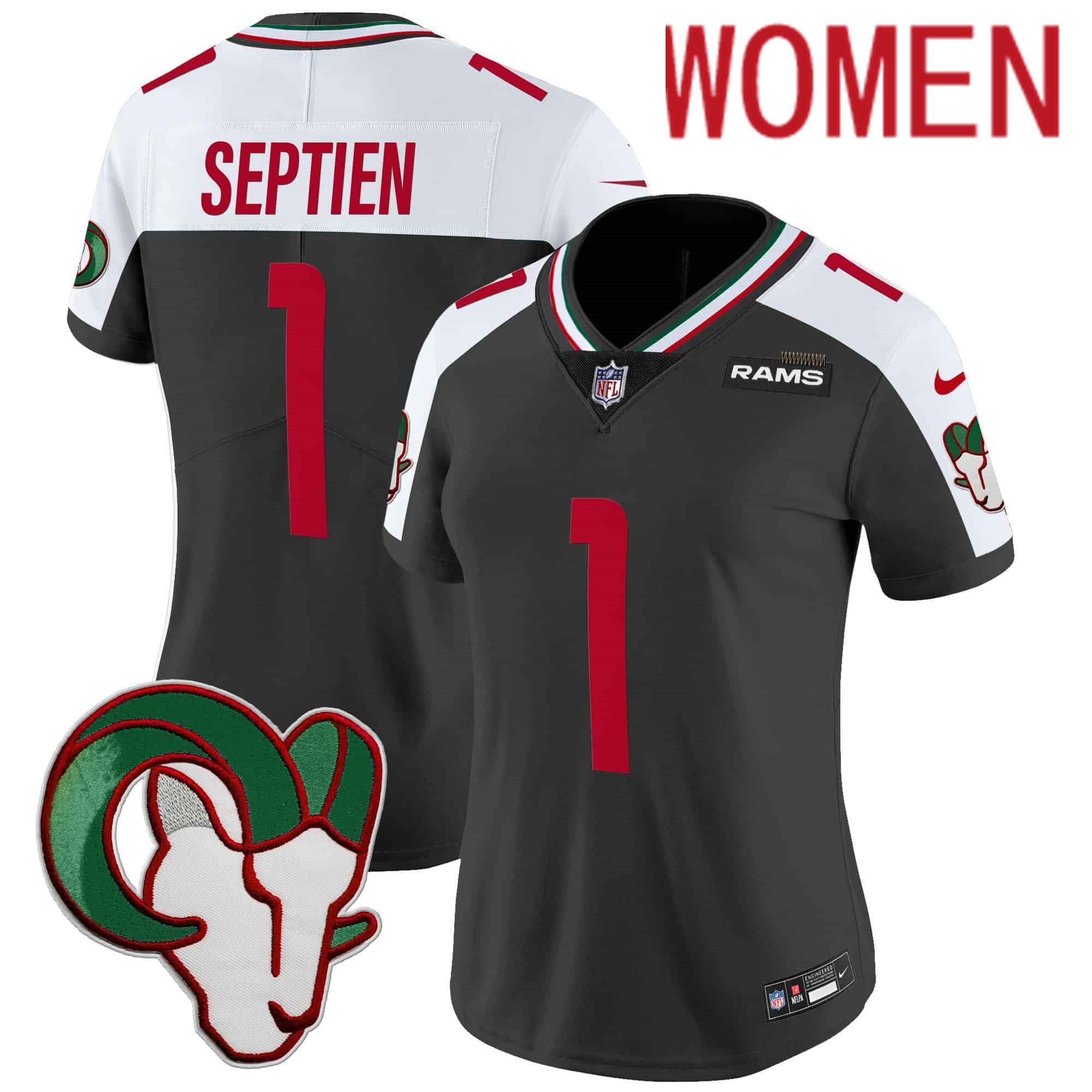 Women Los Angeles Rams #1 Septien Black 2024 Nike Mexico Vapor Limited NFL Jersey style 1->indianapolis colts->NFL Jersey